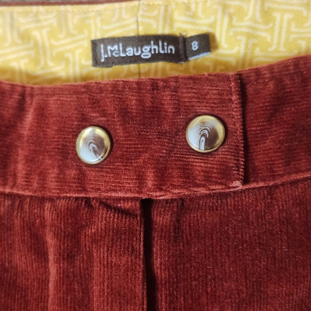 J. McLaughlin Pants Corduroy Rust Orange Cotton Blend Classic Preppy Size‎ 8 - Picture 6 of 12